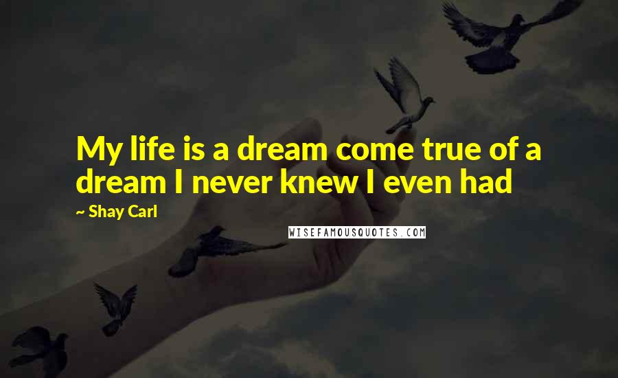 Shay Carl Quotes: My life is a dream come true of a dream I never knew I even had