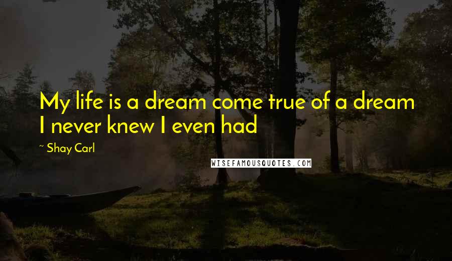 Shay Carl Quotes: My life is a dream come true of a dream I never knew I even had