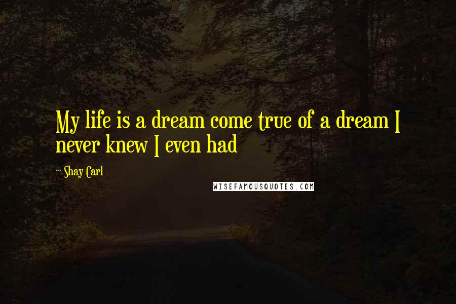 Shay Carl Quotes: My life is a dream come true of a dream I never knew I even had