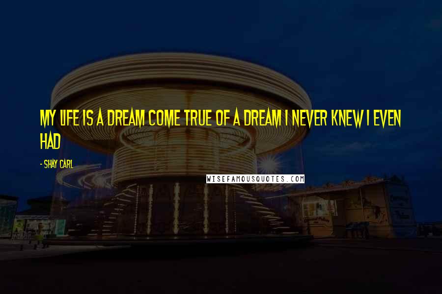 Shay Carl Quotes: My life is a dream come true of a dream I never knew I even had