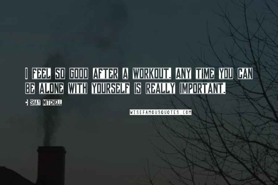 Shay Mitchell Quotes: I feel so good after a workout. Any time you can be alone with yourself is really important.