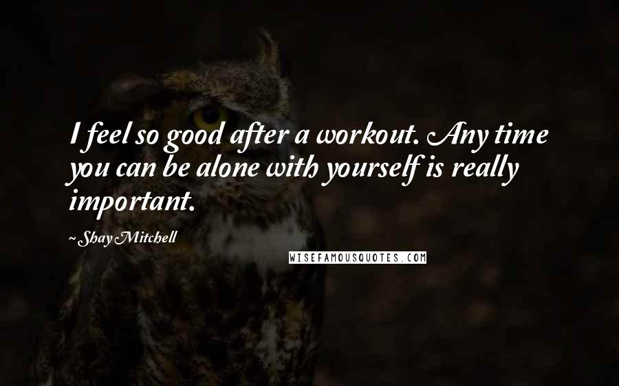 Shay Mitchell Quotes: I feel so good after a workout. Any time you can be alone with yourself is really important.