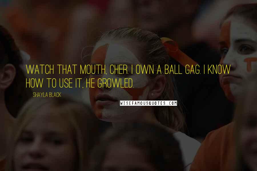Shayla Black Quotes: Watch that mouth, cher. I own a ball gag. I know how to use it, he growled.