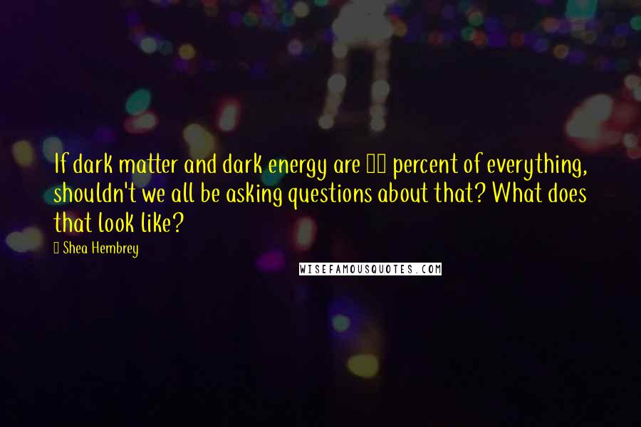 Shea Hembrey Quotes: If dark matter and dark energy are 95 percent of everything, shouldn't we all be asking questions about that? What does that look like?