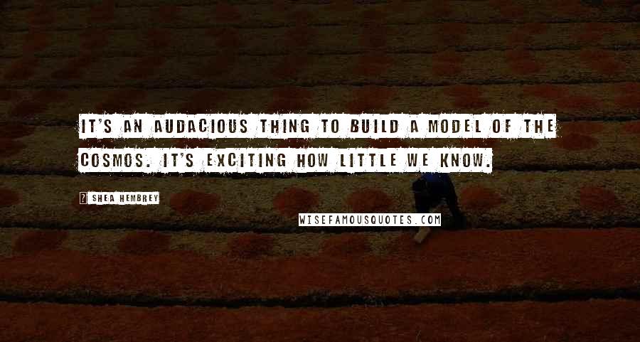 Shea Hembrey Quotes: It's an audacious thing to build a model of the cosmos. It's exciting how little we know.