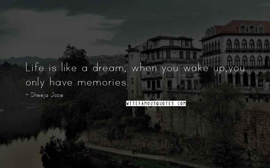 Sheeja Jose Quotes: Life is like a dream, when you wake up,you only have memories.