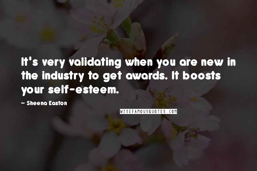 Sheena Easton Quotes: It's very validating when you are new in the industry to get awards. It boosts your self-esteem.