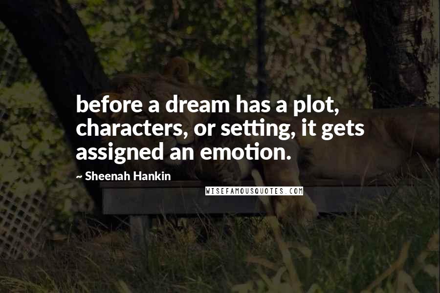 Sheenah Hankin Quotes: before a dream has a plot, characters, or setting, it gets assigned an emotion.