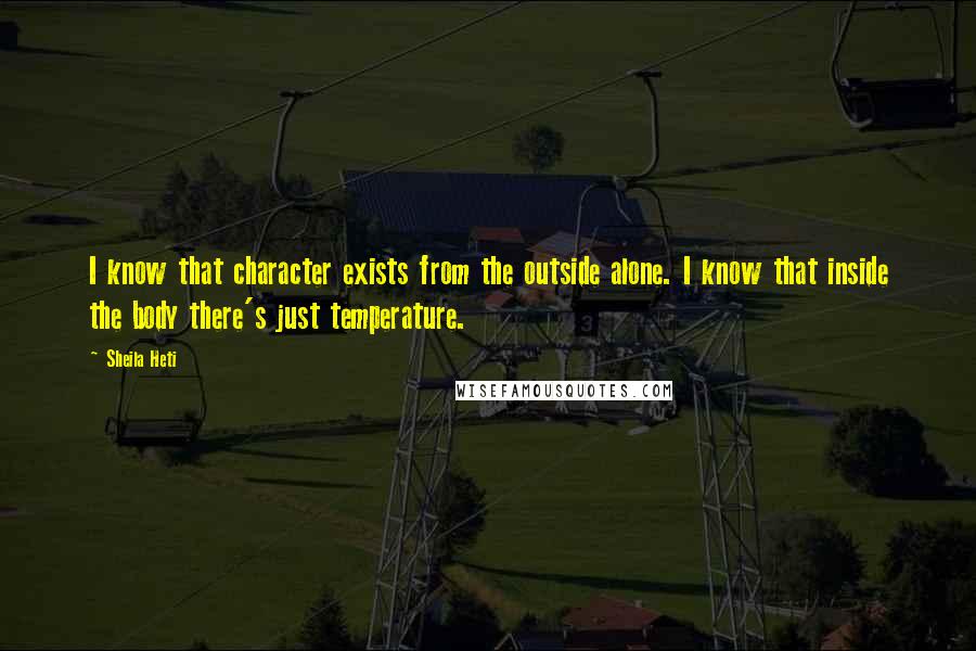 Sheila Heti Quotes: I know that character exists from the outside alone. I know that inside the body there's just temperature.
