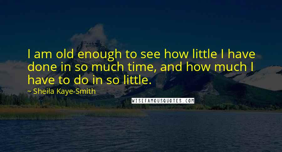 Sheila Kaye-Smith Quotes: I am old enough to see how little I have done in so much time, and how much I have to do in so little.