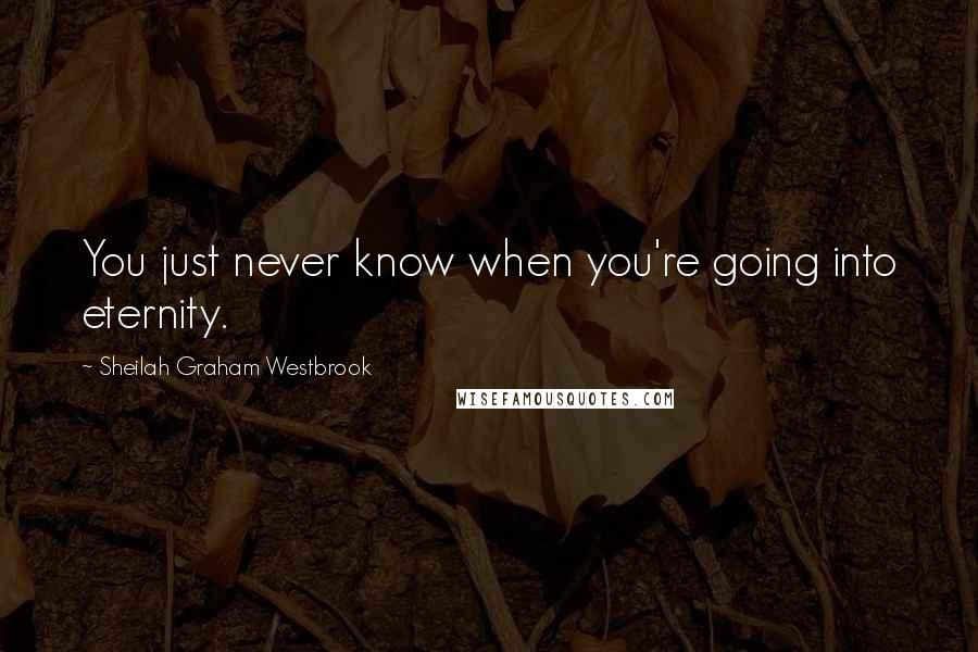 Sheilah Graham Westbrook Quotes: You just never know when you're going into eternity.