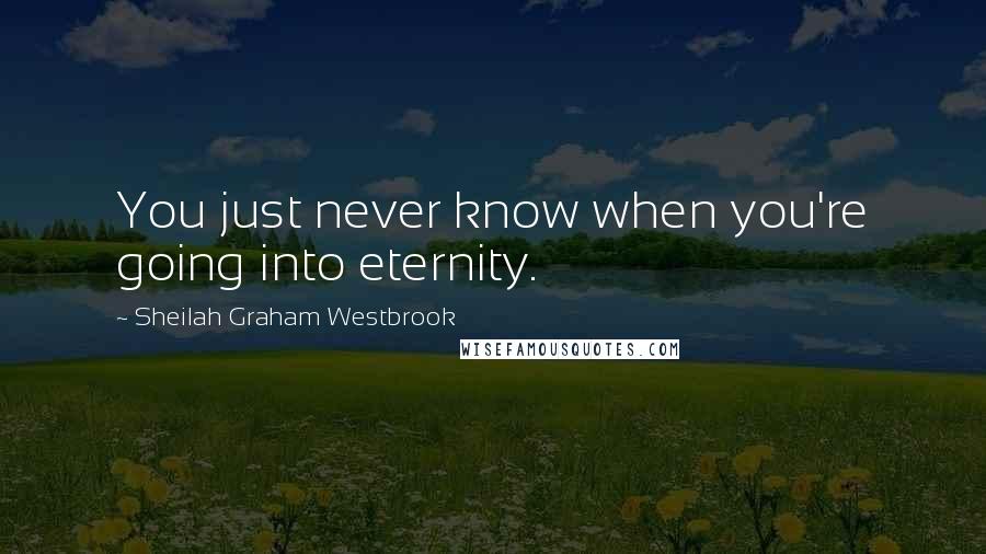 Sheilah Graham Westbrook Quotes: You just never know when you're going into eternity.