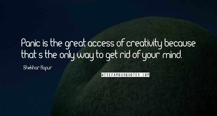 Shekhar Kapur Quotes: Panic is the great access of creativity because that's the only way to get rid of your mind.