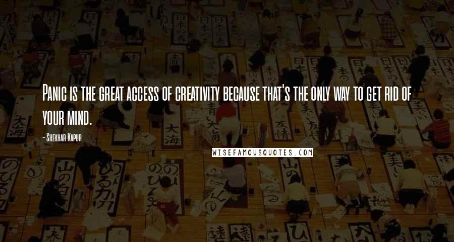 Shekhar Kapur Quotes: Panic is the great access of creativity because that's the only way to get rid of your mind.