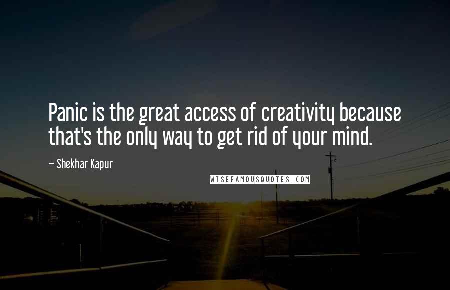 Shekhar Kapur Quotes: Panic is the great access of creativity because that's the only way to get rid of your mind.