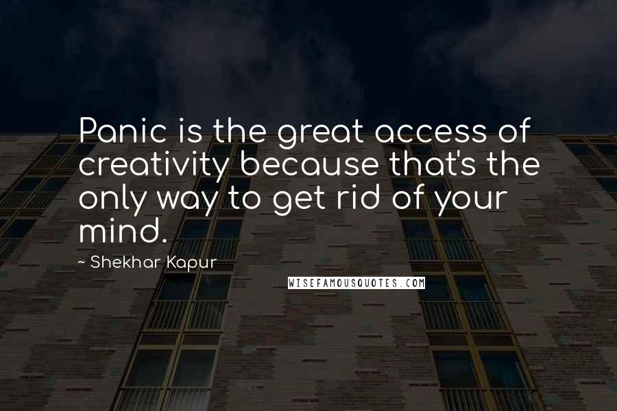 Shekhar Kapur Quotes: Panic is the great access of creativity because that's the only way to get rid of your mind.