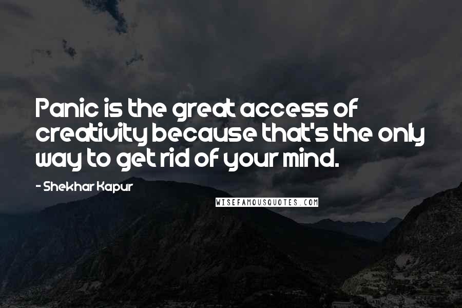 Shekhar Kapur Quotes: Panic is the great access of creativity because that's the only way to get rid of your mind.