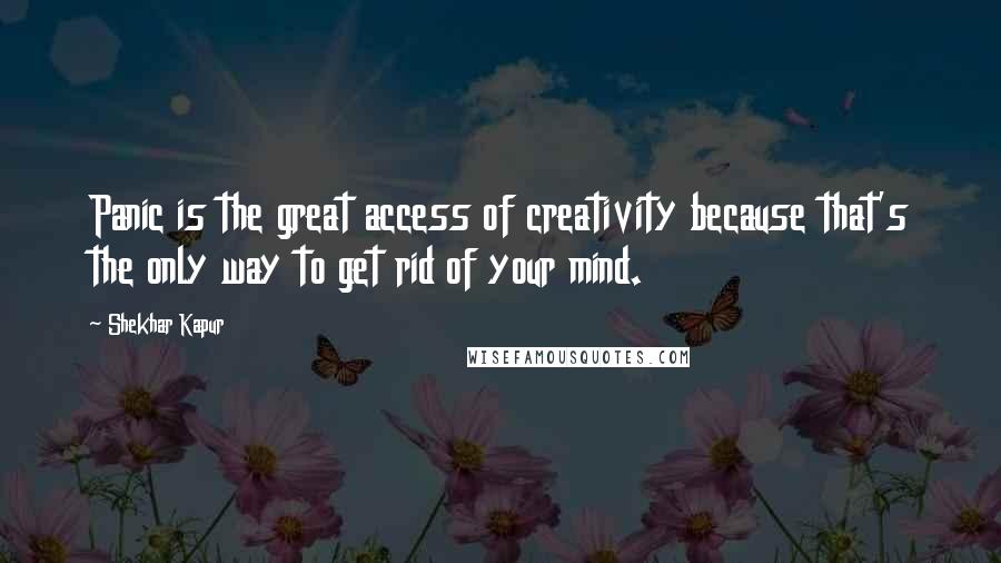 Shekhar Kapur Quotes: Panic is the great access of creativity because that's the only way to get rid of your mind.