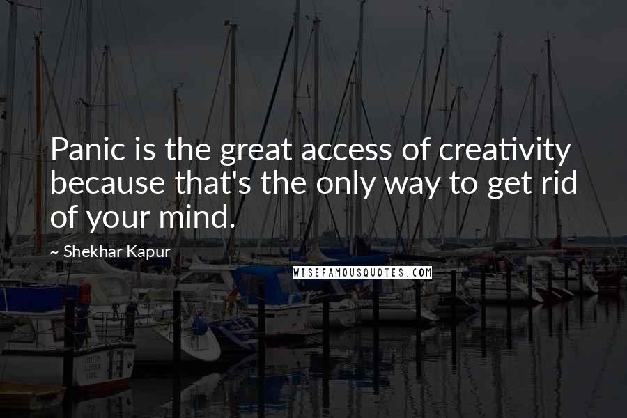 Shekhar Kapur Quotes: Panic is the great access of creativity because that's the only way to get rid of your mind.