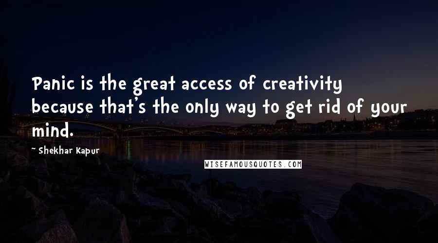 Shekhar Kapur Quotes: Panic is the great access of creativity because that's the only way to get rid of your mind.