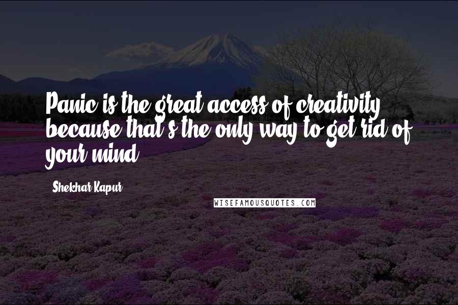 Shekhar Kapur Quotes: Panic is the great access of creativity because that's the only way to get rid of your mind.