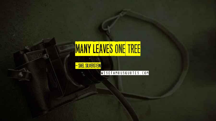 Shel Silverstein Quotes: Many leaves one tree