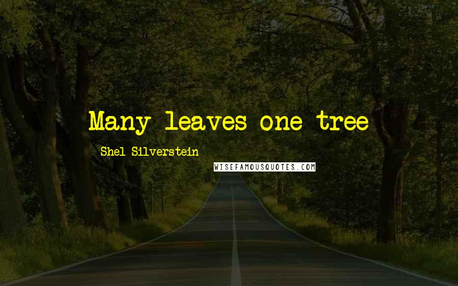 Shel Silverstein Quotes: Many leaves one tree