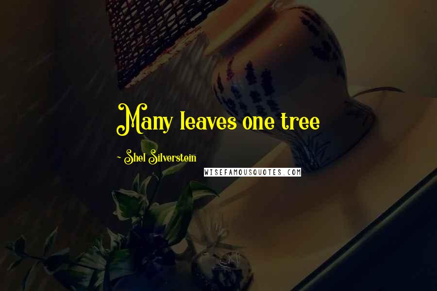 Shel Silverstein Quotes: Many leaves one tree