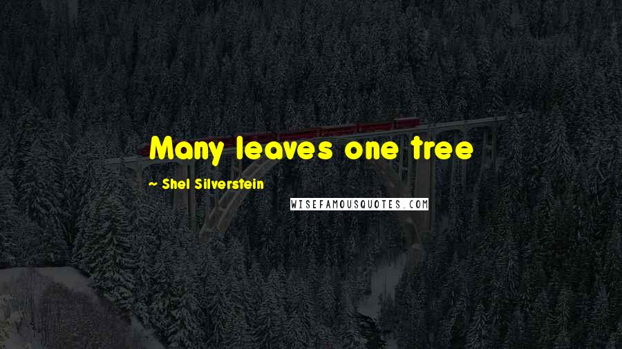 Shel Silverstein Quotes: Many leaves one tree