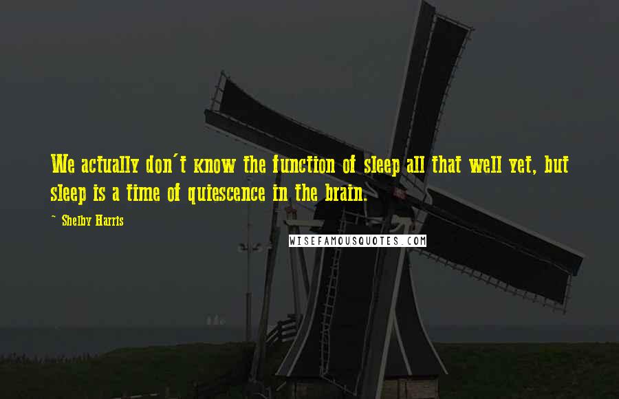 Shelby Harris Quotes: We actually don't know the function of sleep all that well yet, but sleep is a time of quiescence in the brain.