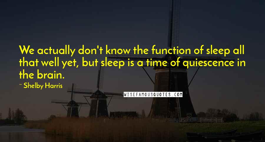 Shelby Harris Quotes: We actually don't know the function of sleep all that well yet, but sleep is a time of quiescence in the brain.