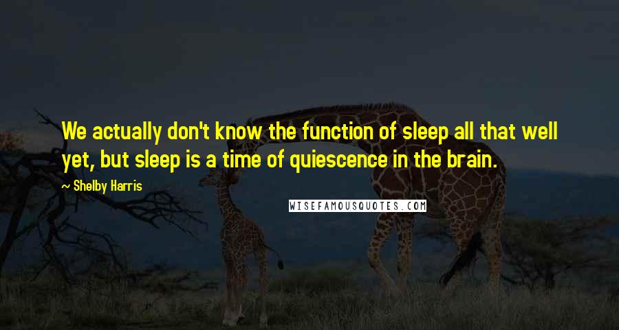 Shelby Harris Quotes: We actually don't know the function of sleep all that well yet, but sleep is a time of quiescence in the brain.