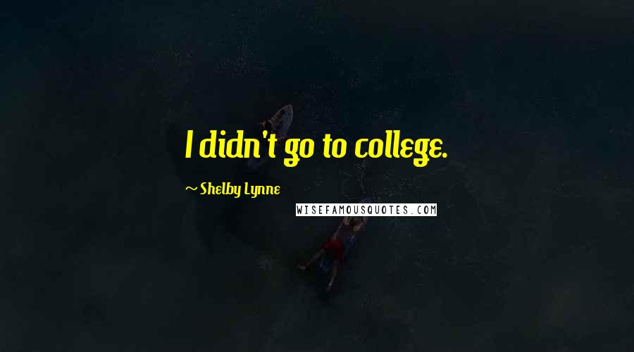 Shelby Lynne Quotes: I didn't go to college.