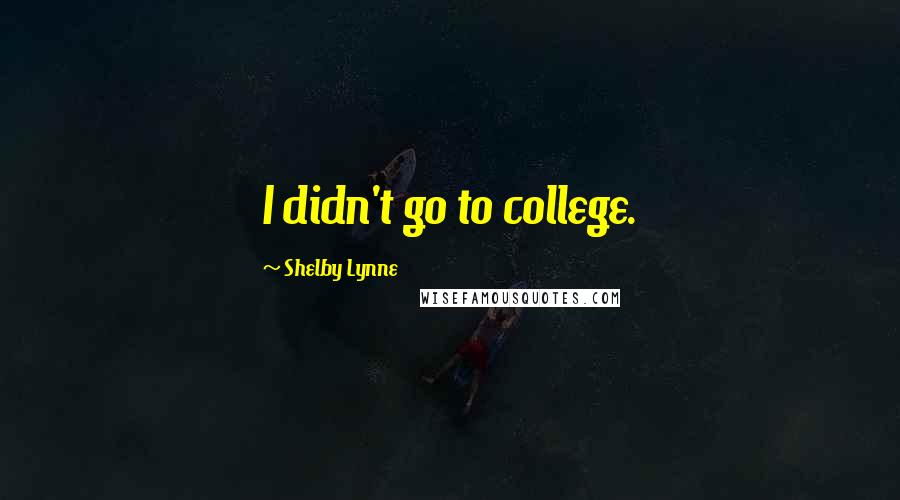 Shelby Lynne Quotes: I didn't go to college.