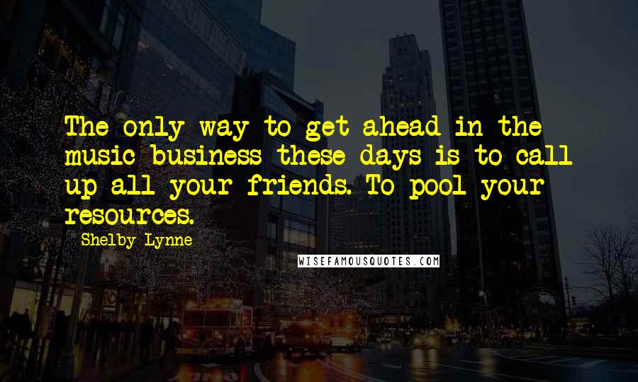 Shelby Lynne Quotes: The only way to get ahead in the music business these days is to call up all your friends. To pool your resources.