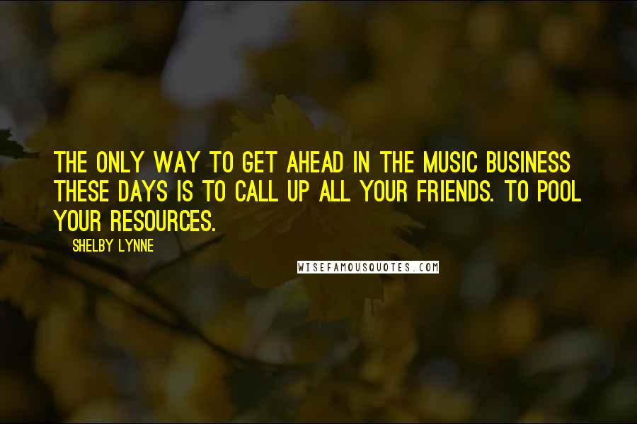 Shelby Lynne Quotes: The only way to get ahead in the music business these days is to call up all your friends. To pool your resources.