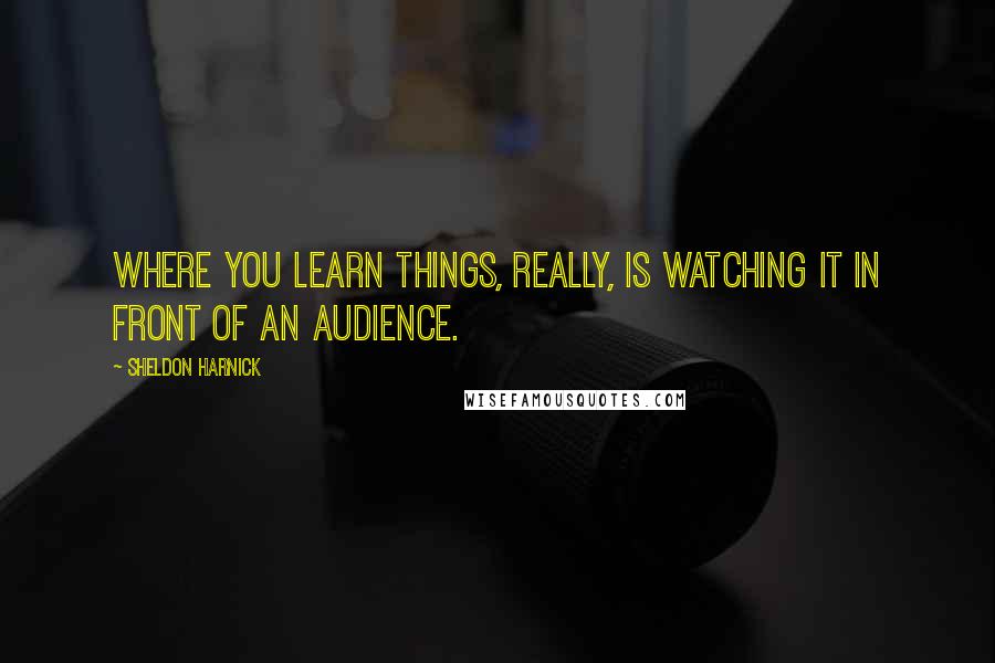 Sheldon Harnick Quotes: Where you learn things, really, is watching it in front of an audience.