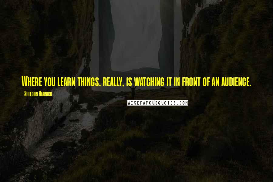 Sheldon Harnick Quotes: Where you learn things, really, is watching it in front of an audience.