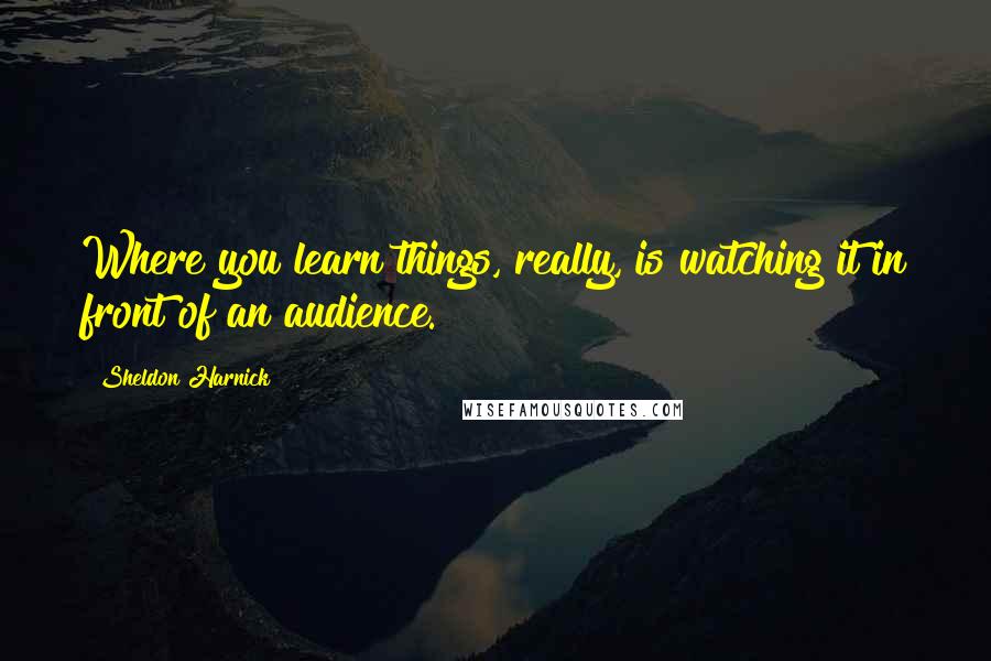 Sheldon Harnick Quotes: Where you learn things, really, is watching it in front of an audience.