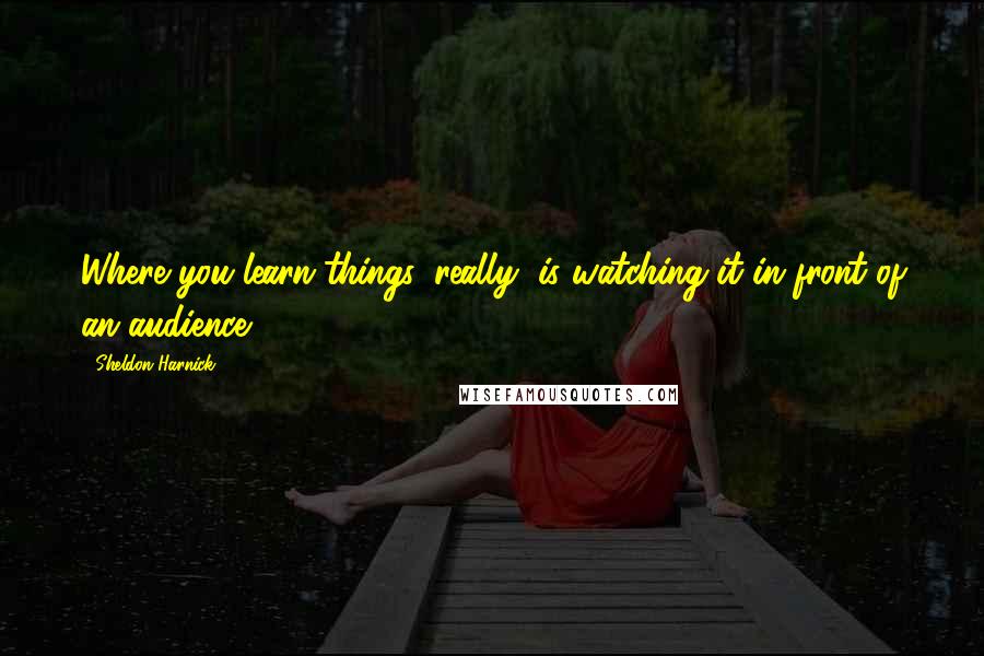 Sheldon Harnick Quotes: Where you learn things, really, is watching it in front of an audience.