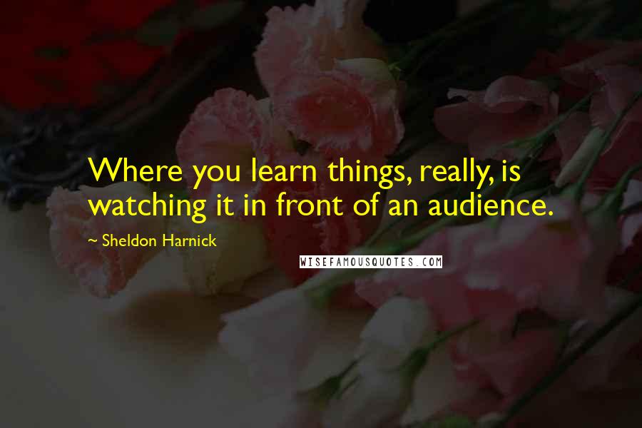 Sheldon Harnick Quotes: Where you learn things, really, is watching it in front of an audience.