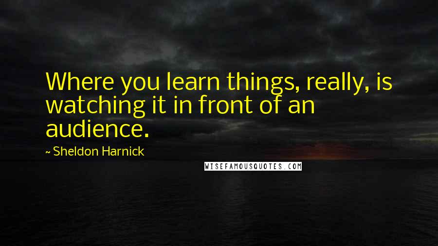 Sheldon Harnick Quotes: Where you learn things, really, is watching it in front of an audience.