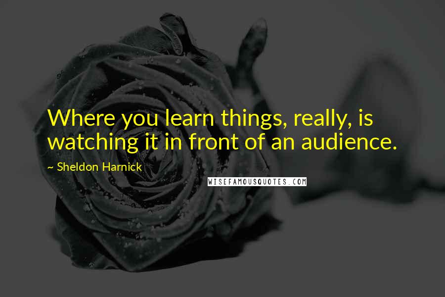 Sheldon Harnick Quotes: Where you learn things, really, is watching it in front of an audience.