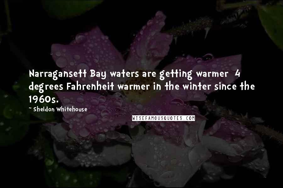 Sheldon Whitehouse Quotes: Narragansett Bay waters are getting warmer 4 degrees Fahrenheit warmer in the winter since the 1960s.