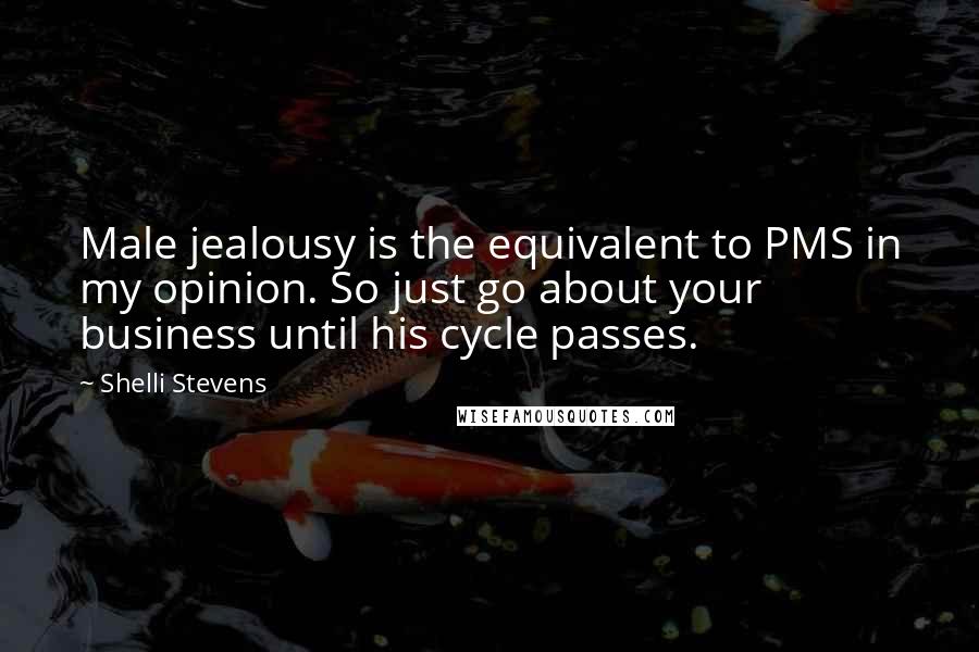 Shelli Stevens Quotes: Male jealousy is the equivalent to PMS in my opinion. So just go about your business until his cycle passes.