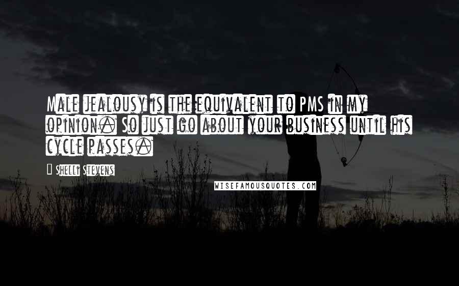 Shelli Stevens Quotes: Male jealousy is the equivalent to PMS in my opinion. So just go about your business until his cycle passes.