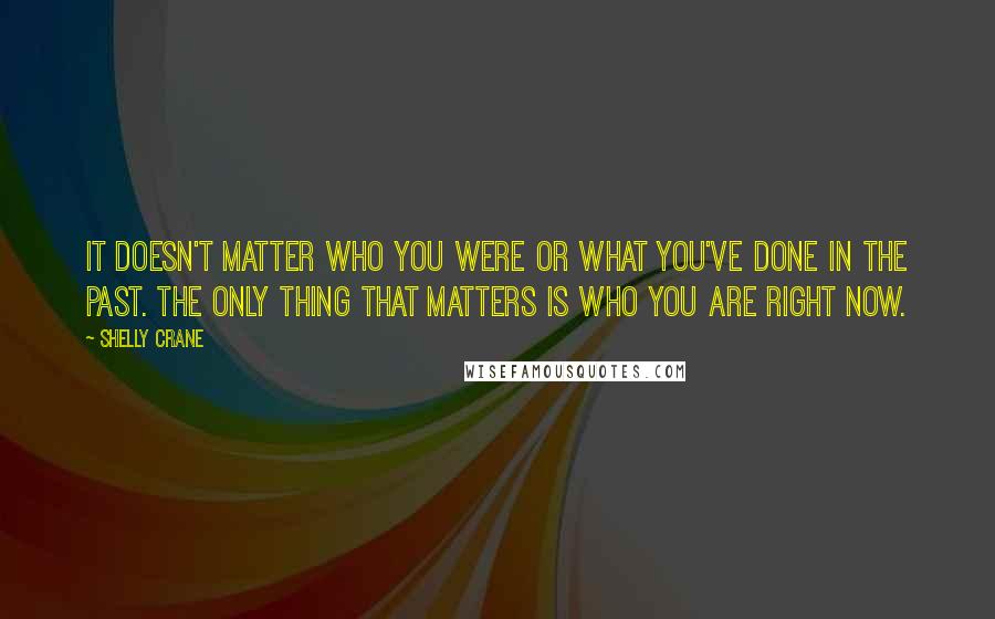 Shelly Crane Quotes: It doesn't matter who you were or what you've done in the past. The only thing that matters is who you are right now.