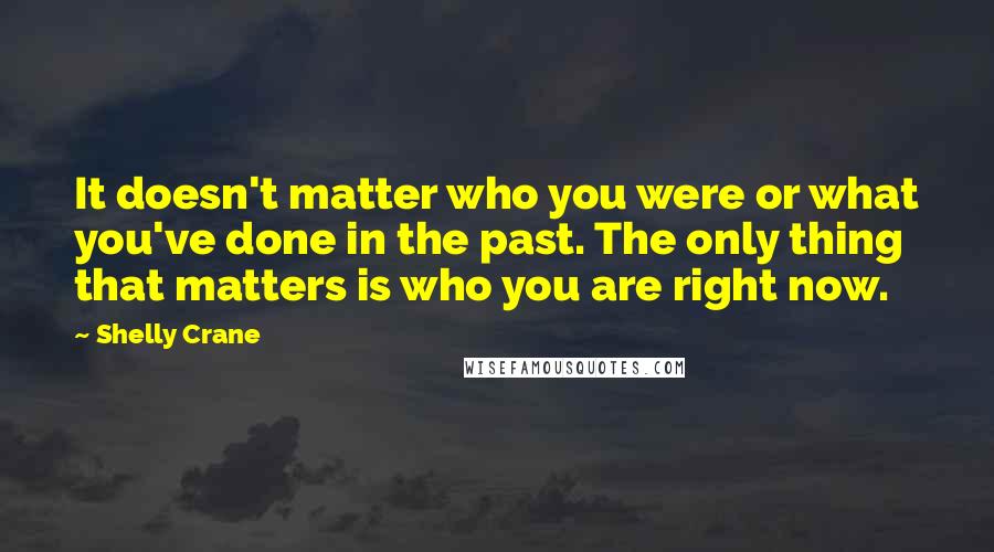 Shelly Crane Quotes: It doesn't matter who you were or what you've done in the past. The only thing that matters is who you are right now.