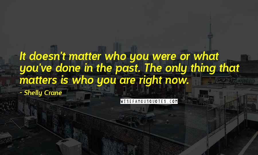 Shelly Crane Quotes: It doesn't matter who you were or what you've done in the past. The only thing that matters is who you are right now.