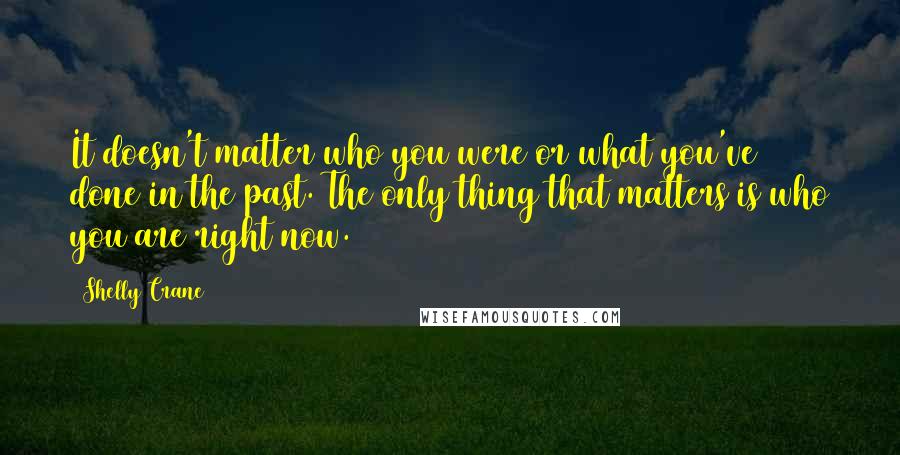 Shelly Crane Quotes: It doesn't matter who you were or what you've done in the past. The only thing that matters is who you are right now.